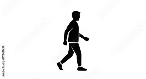 Man walking in a steady pace.