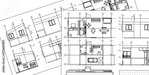 house architectural project sketch 3d illustration	
