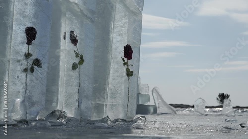 Ice figures on the ice of Lake Baikal