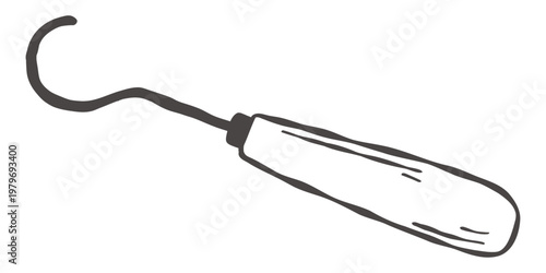 Cheese hook knife in hand drawn vintage deli kitchen style