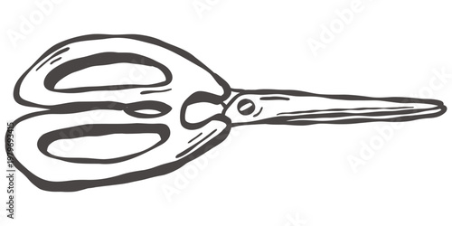 Kitchen scissors for food cutting in hand drawn vintage kitchen style