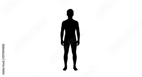 Silhouette of a standing adult male.
