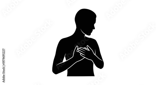 Silhouette of a young man gesturing.