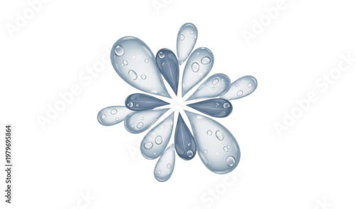 A beautiful blue flower icon with water droplets on its petals
