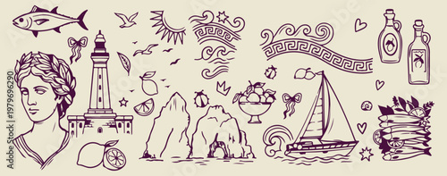 Antique royal crown sketch set, vintage jewelry and tiara illustrations, queen princess fashion design elements, purple ink royal icon graphics, luxury jewelry sketch collection, hand drawn crown and 