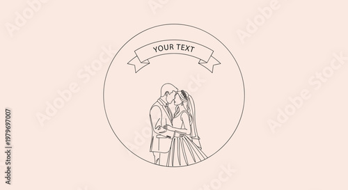 Wedding couple in love embrace.