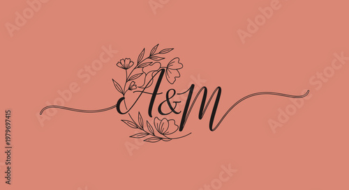 Monogram Lettering with Floral Design.