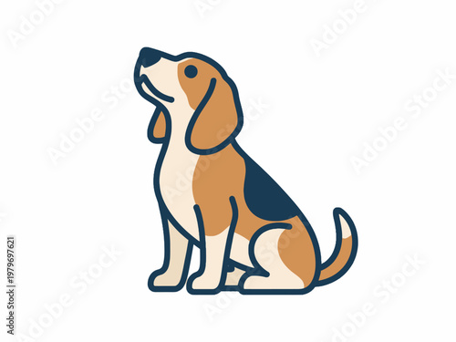 Beagle Dog Sitting and Looking Up Vector Illustration