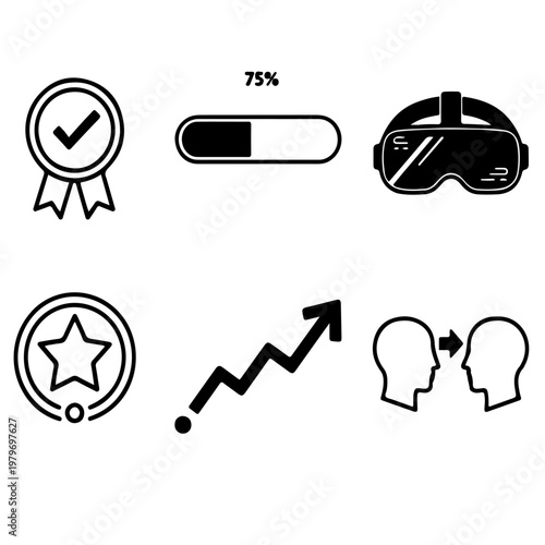 workforce reskilling and micro-credentialing education platform icons