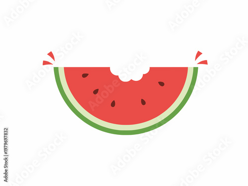 Foto Watermelon slice with bite mark vector illustration isolated