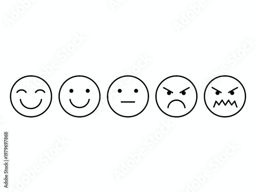 Satisfaction feedback icons showing emotional scale on white background