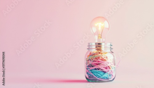 Conceptual Image of Unraveling String and Lightbulb for Mental Clarity