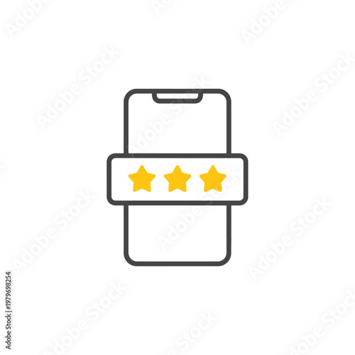 A smartphone with a rating symbol.