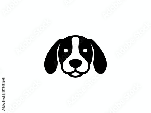 Beagle Dog Head Icon Vector Flat Illustration on White Background