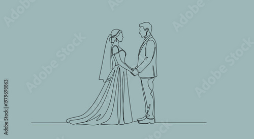 Bride and Groom Holding Hands Together.