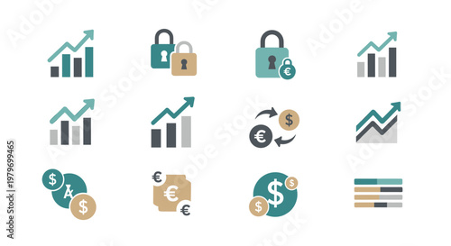 Modern icons representing financial growth and investment. This image evokes a sense of stability and progress, ideal for business reports and marketi