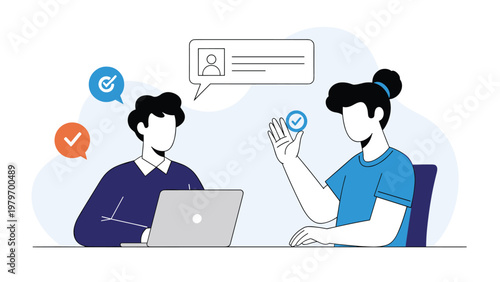 Human resources team verifying candidate profiles and approving credentials during a professional screening process.