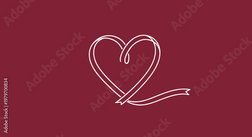 White Heart Shape with Ribbon.