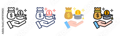 Scholarship icon set multiple style collection