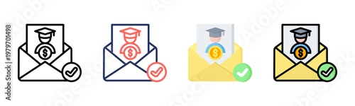 Recommendation Letter icon set multiple style collection