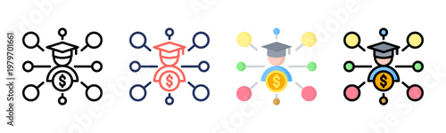 Scholarship icon set multiple style collection
