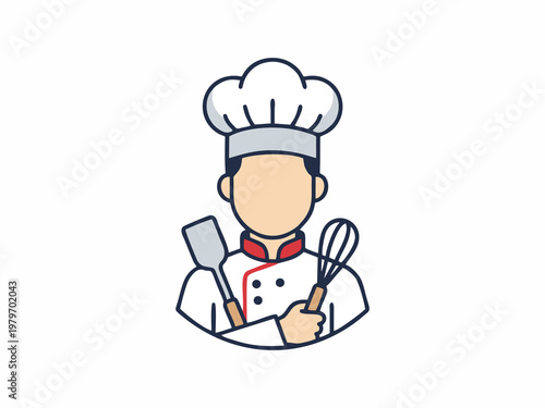 Professional Male Chef Character Icon in Flat Vector Style