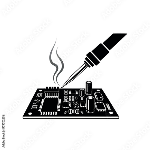 Soldering a Circuit Board with a Hot Iron and Smoke.