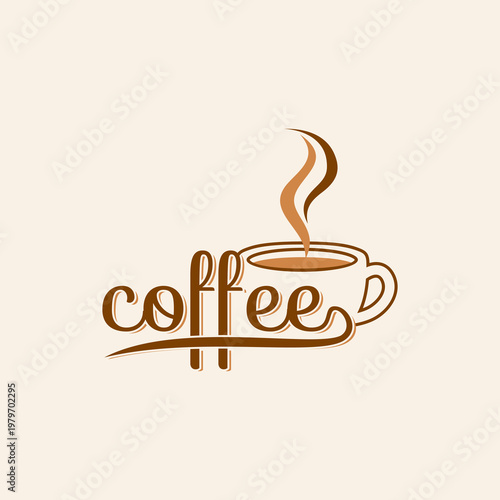 Brown coffee cup with steam rising.