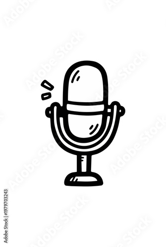 Iconic microphone illustration on black background for audio projects