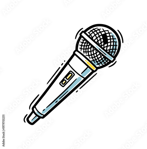 Illustrated microphone on black background communication concept