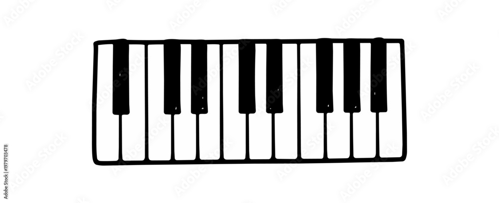 Fototapeta premium Piano keyboard keys isolated on black background musical instrument
