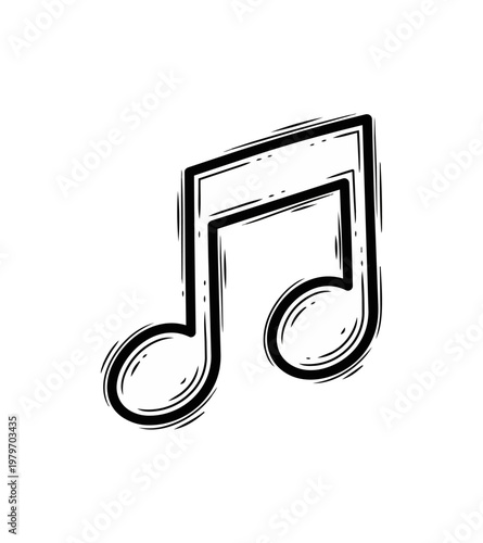 Musical note icon on black background