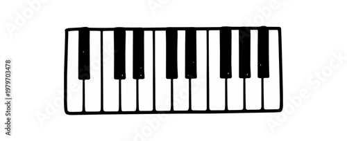 Piano keyboard keys isolated on black background musical instrument