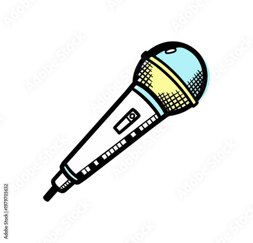 Stylized microphone illustration against black background