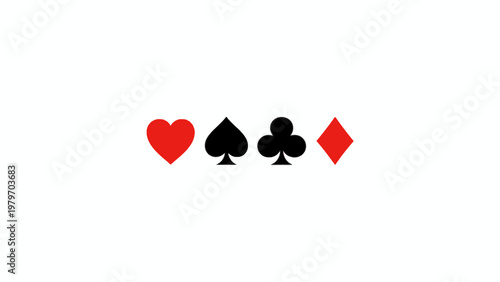 Playing card suit icons set on white background