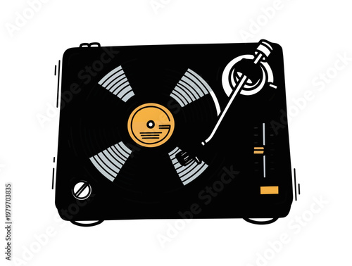 Turntable illustration on black background