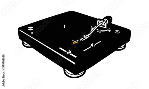 Turntable illustration black and white vector