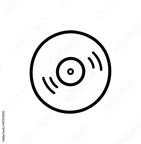 Vinyl record icon white on black background