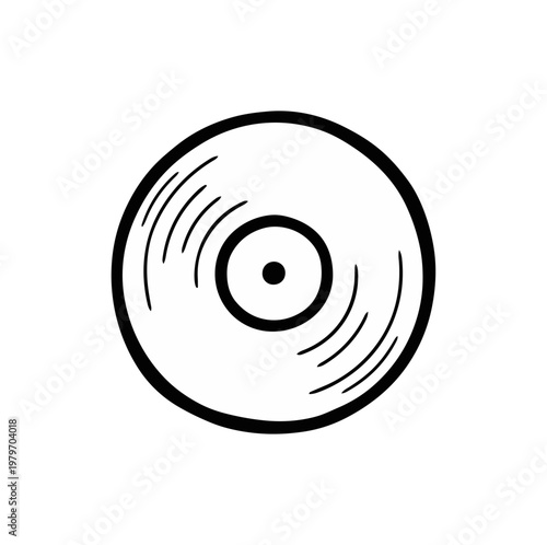 Vinyl record icon isolated black background music audio