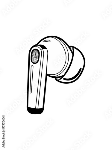 Wireless earbud illustration on black background