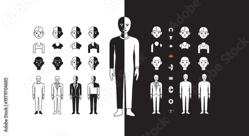 Collection of human figures and head icons.