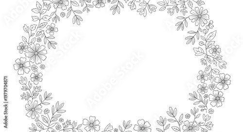 Floral wreath with various flowers.