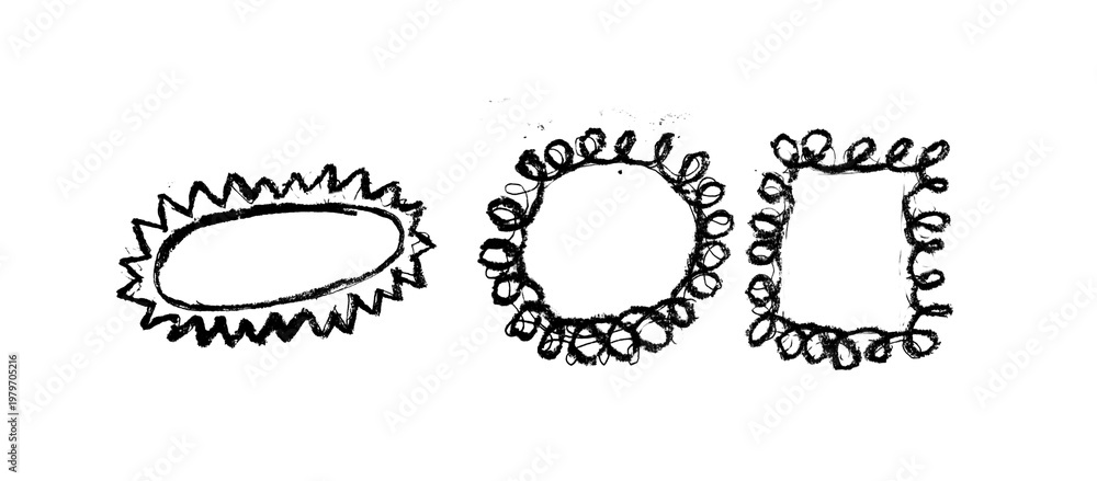 Fototapeta premium Decorative doodle frame set isolated on transparent background in PNG format. Ideal for elegant and ornamental designs.
