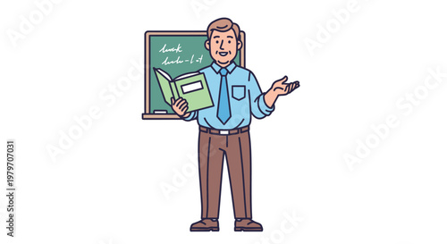 Man holding book standing in front.