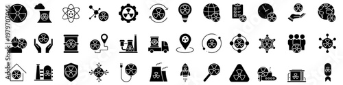 Radiation icon vector set. Nuclear energy Illustration sign collection. Emitting symbol. Nuclear waste logo.
