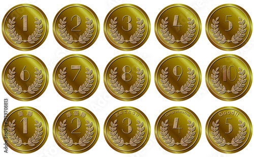 金メダル順位セット（1位〜10位・表彰・ランキングアイコン）