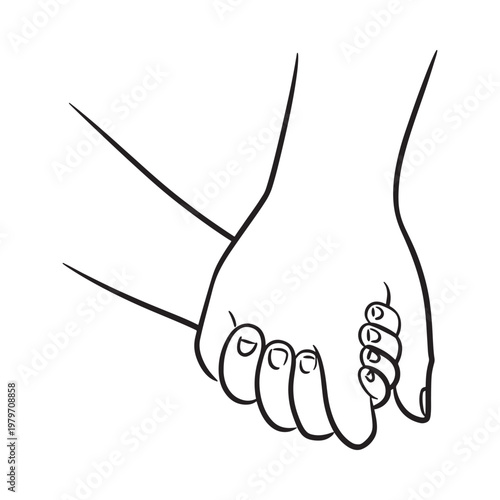 Two hands clasped together in a supportive gesture
