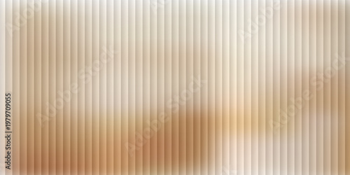 Brown beige orange ribbed glass. Vector ribbed glass texture background. Mesh gradient. acrylic ribbed bath surface. Reeded glass background semitransparent overlay. Bath wall window