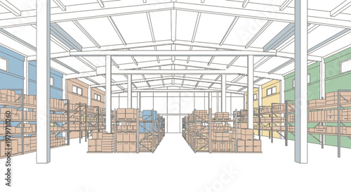 Large Warehouse Storage Facility Interior.