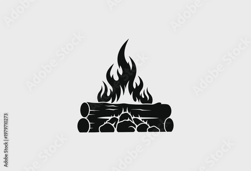 A silhouette of a group of five hikers walking uphill with backpacks and walking poles together